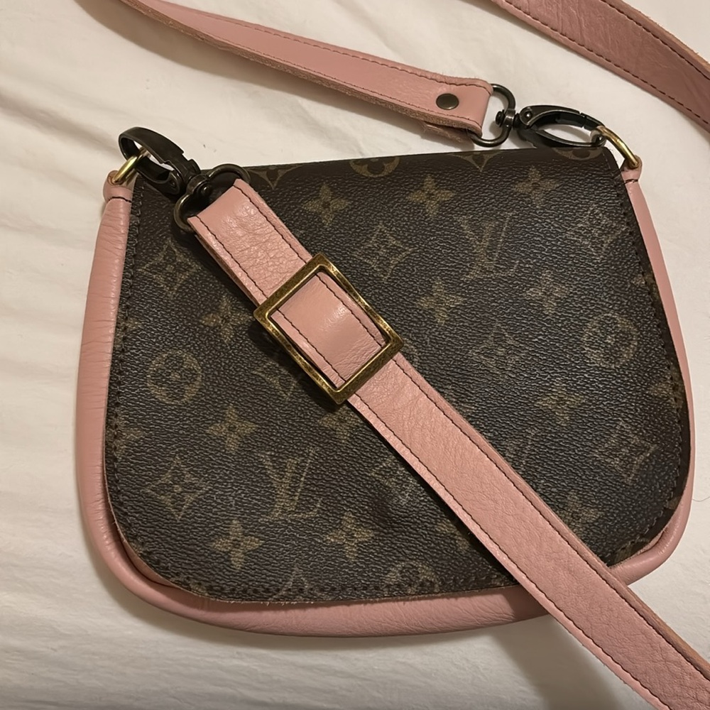 LV monogram and pink leather crossbody bag - Picture 5 of 12